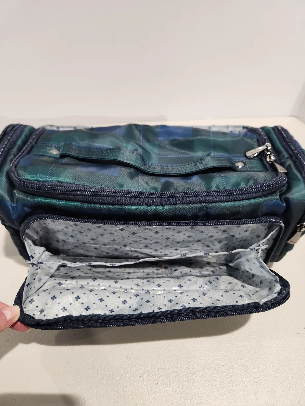 Lug XL Trolley Bag Cosmetic Toiletry Bag Green Navy Plaid